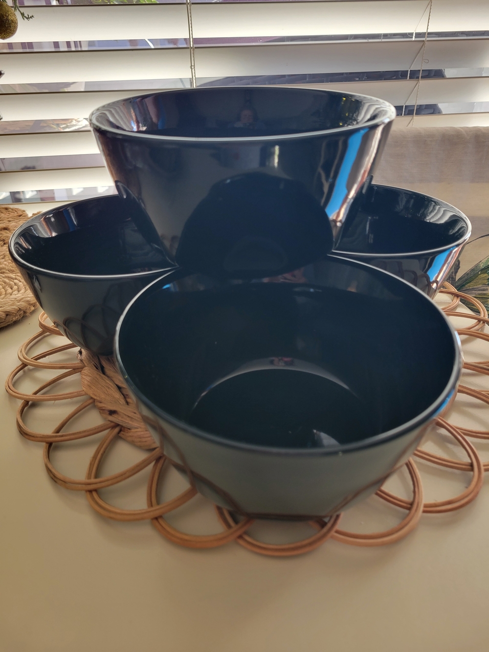 Threshold Set of 4 Avesta Black Stoneware Bowls